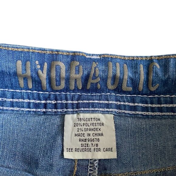 Vintage Hydraulic Distressed Raw Hem Micro Mini Skirt Blue Sz 7/8 - Picture 7 of 12